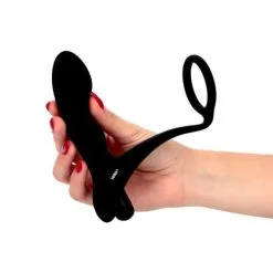 Anaal Plug Met Cockring Leten - Zwart -Buttpluggs Winkel anaal plug met cockring leten zwart hand