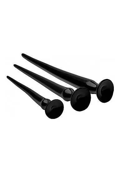 XR Brands Prostatic Play Anaal Plug Training Set Slim Tapered Anal Hose - Zwart 4 XR Brands Prostatic Play Anaal Plug Training Set Slim Tapered Anal Hose - Zwart - Afbeelding 2