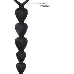 Shots Toys Siliconen Anaal Beads Voor Beginners - Zwart -Buttpluggs Winkel anal beads met hart vormige lus zwart materiaal