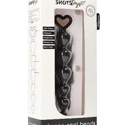Shots Toys Siliconen Anaal Beads Voor Beginners - Zwart -Buttpluggs Winkel anal beads met hart vormige lus zwart verpakt