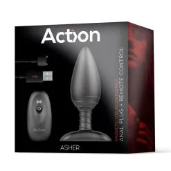 Vibrerende Buttplug Action Asher -Buttpluggs Winkel asher butt plug with remote control magnetic usb black 5