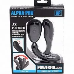 XR Brands Prostatic Play Buigbare Prostaat Stimulator Met Beads P-Bender - Zwart* -Buttpluggs Winkel buigbare prostaat stimulator met beads p bender zwart verpakking