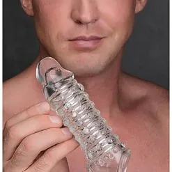 XR Brands Inch Penis Enhancer Sleeve - Doorzichtig -Buttpluggs Winkel inch penis enhancer sleeve doorzichtig 3