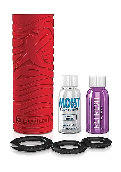 Hunglock Masturbator Set- EZ Grip Stroker - Rood 4 Hunglock Masturbator Set- EZ Grip Stroker - Rood - Afbeelding 2