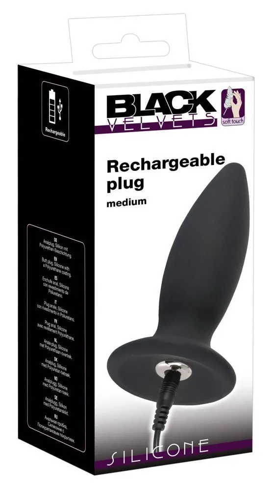 You2Toys Oplaadbare Buttplug Met Vlakke Basis M - Black Velvets 7 You2Toys Oplaadbare Buttplug Met Vlakke Basis M - Black Velvets - Afbeelding 5