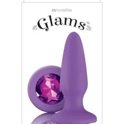 NS Novelties Paarse Siliconen Buttplug Met Glanzende Steen -Buttpluggs Winkel paarse siliconen buttplug met glanzende steen