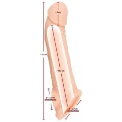 XR Brands Penissleeve Met Verlenging - Size Matters 16 XR Brands Penissleeve Met Verlenging - Size Matters -Buttpluggs Winkel penis sleeve met verlenging huidskleur afm 1