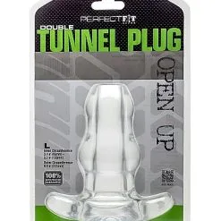 Perfect Fit Double Tunnel Plug - L -Buttpluggs Winkel perfect fit double tunnel plug l transparant verpakt 1
