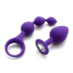 Rimba - Barcelona Anal Beads En Buttplug - Paars* -Buttpluggs Winkel rimba barcelona anal beads en buttplug paars