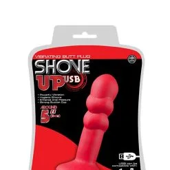 NMC Rode Siliconen Buttplug Met Zuignap - Vibrerend -Buttpluggs Winkel rode siliconen buttplug met zuignap vibrerend vibrerend