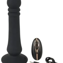Black Velvets Stotende Anaalplug Met Zuignap - Zwart -Buttpluggs Winkel stotende anaalplug met zuignap zwart compleet