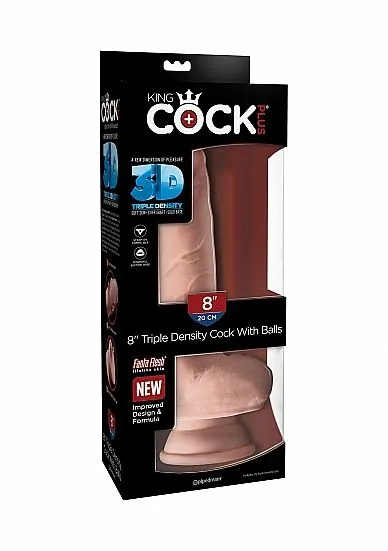 King Cock Triple Density Dildo Met Ballen 20 Cm - Huidskleur* - Afbeelding 5