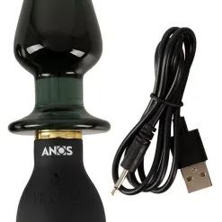 Anos Vibrerende Glas En Siliconen Dubbele Buttplug -Buttpluggs Winkel vibrerende buttplug double ended 7