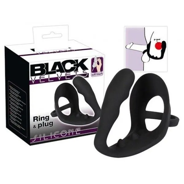 Black Velvets Cockring Met Anaalplug & Perineum Massager 8 Black Velvets Cockring Met Anaalplug & Perineum Massager - Afbeelding 6